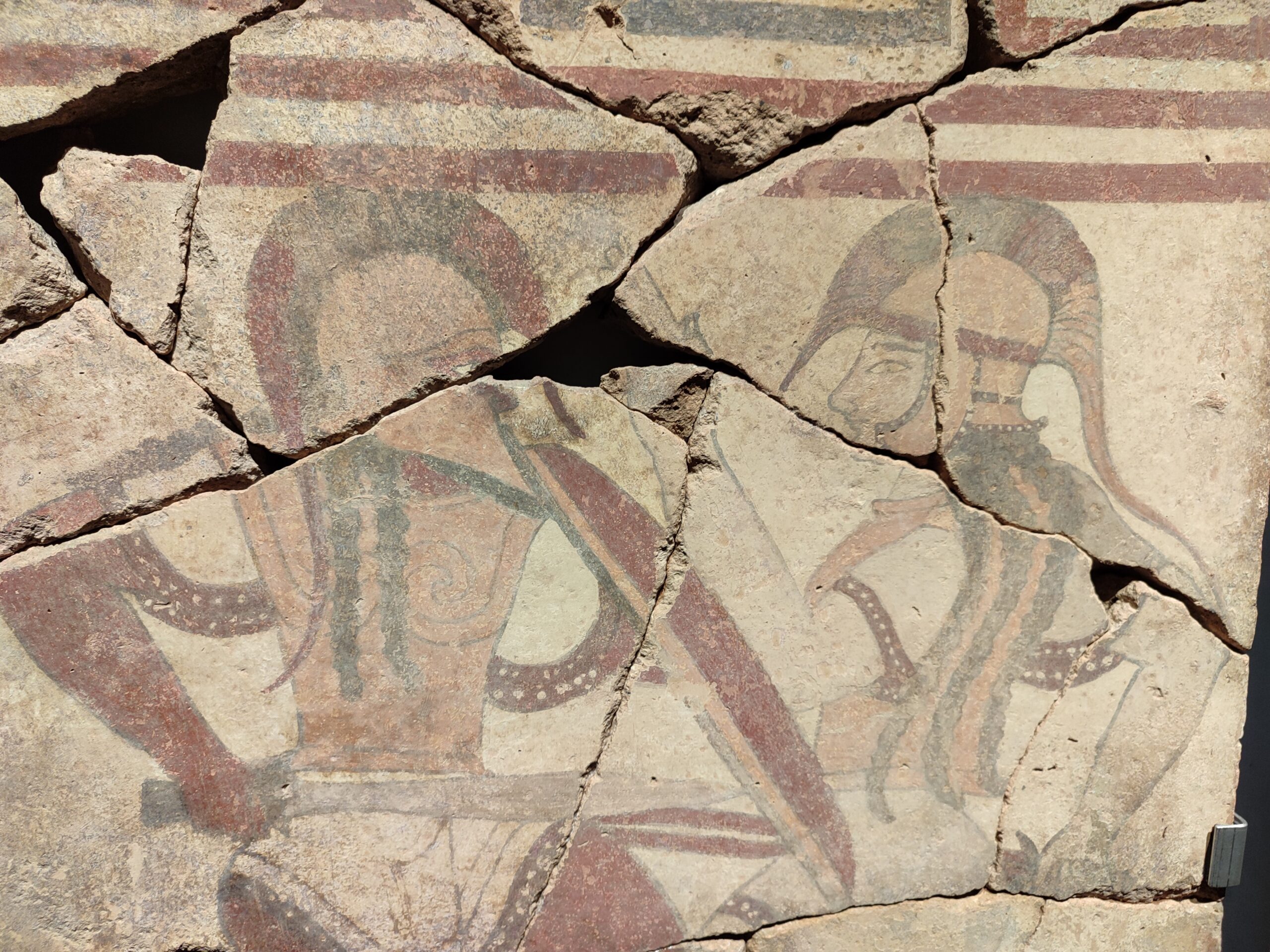 Lastra terracotta dipinta Achille e Pentisilea dettaglio